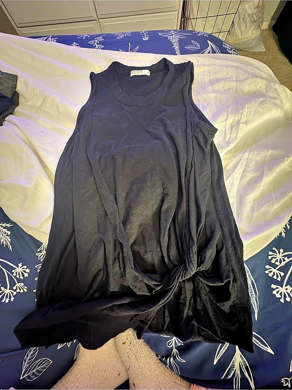 Stateside Supima Slub Jersey Twist Tank Top - Black